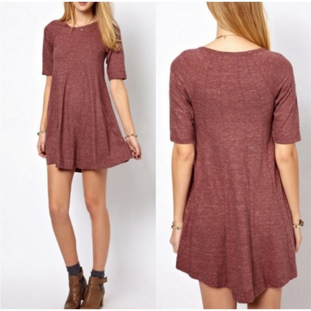 Ganni Anthropologie Women's Winter Jersey Knit Swing Dress Size M Red Purple - Picture 8 of 16